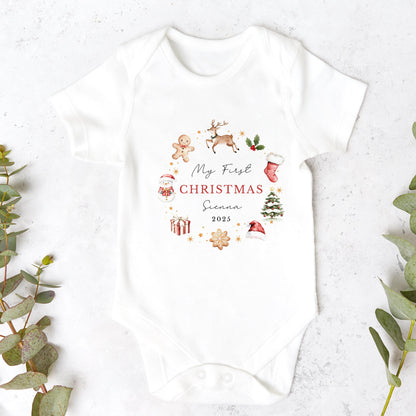 Personalised Babies First Christmas Ballerina Sleepsuit, Babies 1st Xmas Gift Idea, Pyjamas, 1st Xmas Babygrow, Christmas Outfit for baby