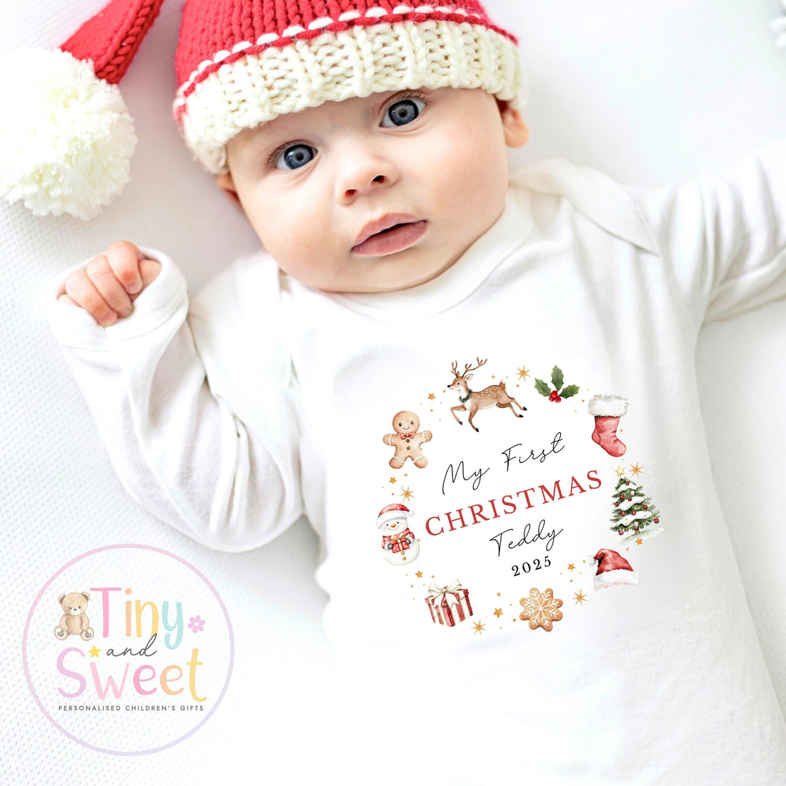 Personalised Babies First Christmas Ballerina Sleepsuit, Babies 1st Xmas Gift Idea, Pyjamas, 1st Xmas Babygrow, Christmas Outfit for baby