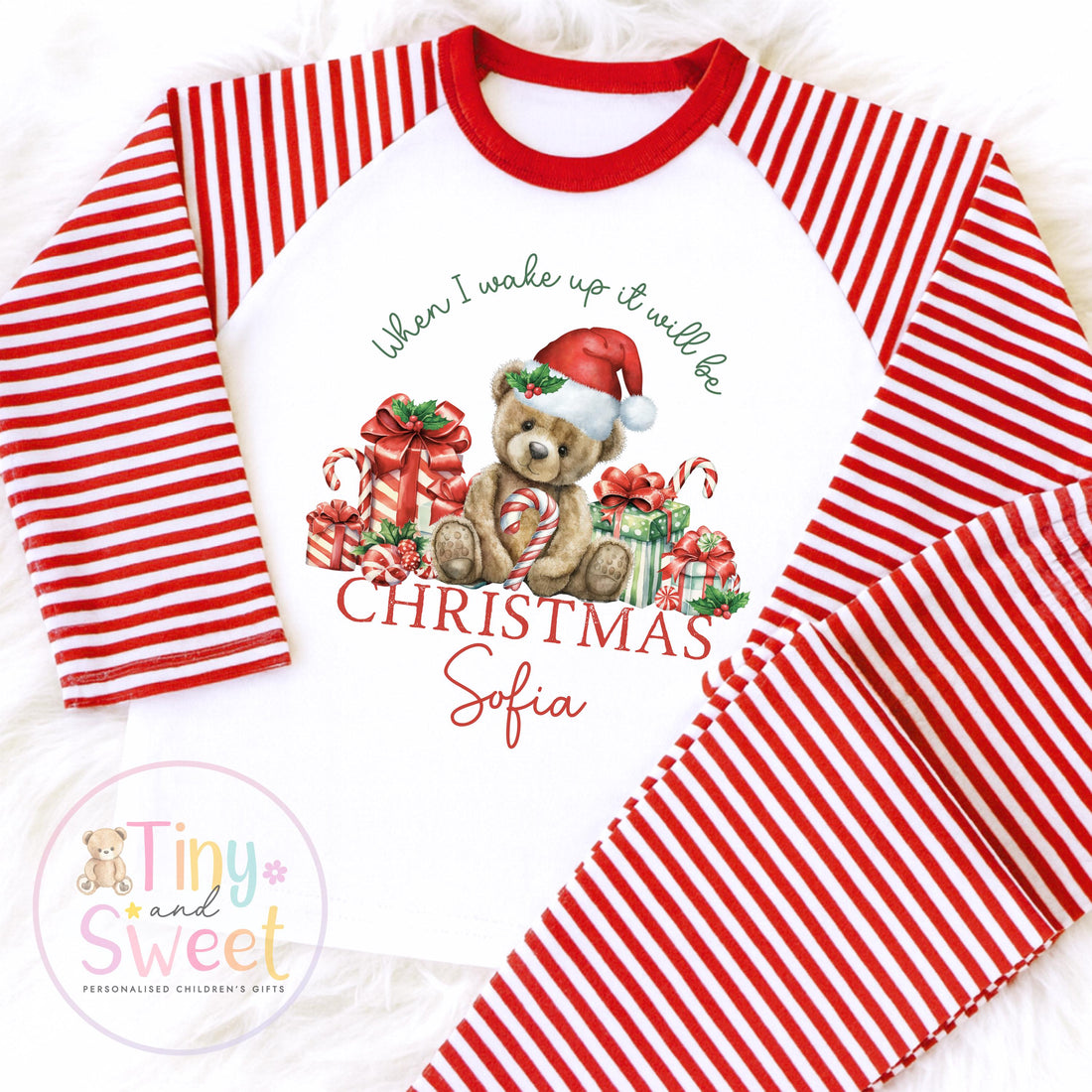 When I Wake up it will be Christmas Pyjamas, Christmas Eve Pyjamas, Christmas Nightwear, Childrens Christmas pjs, Xmas pjs