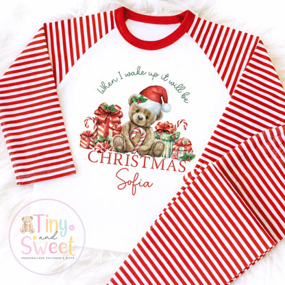 When I Wake up it will be Christmas Pyjamas, Christmas Eve Pyjamas, Christmas Nightwear, Childrens Christmas pjs, Xmas pjs