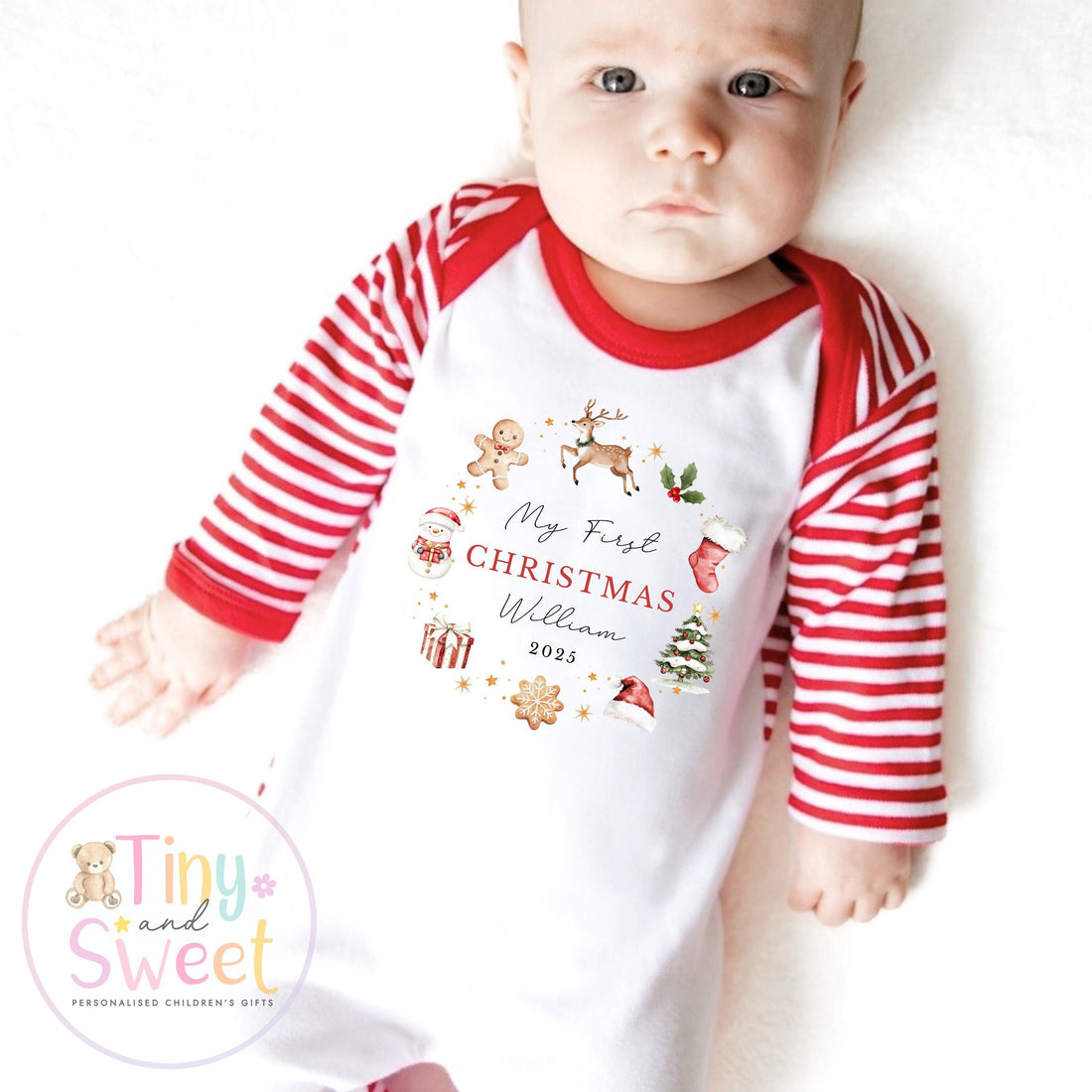 Personalised Babies First Christmas Ballerina Sleepsuit, Babies 1st Xmas Gift Idea, Pyjamas, 1st Xmas Babygrow, Christmas Outfit for baby