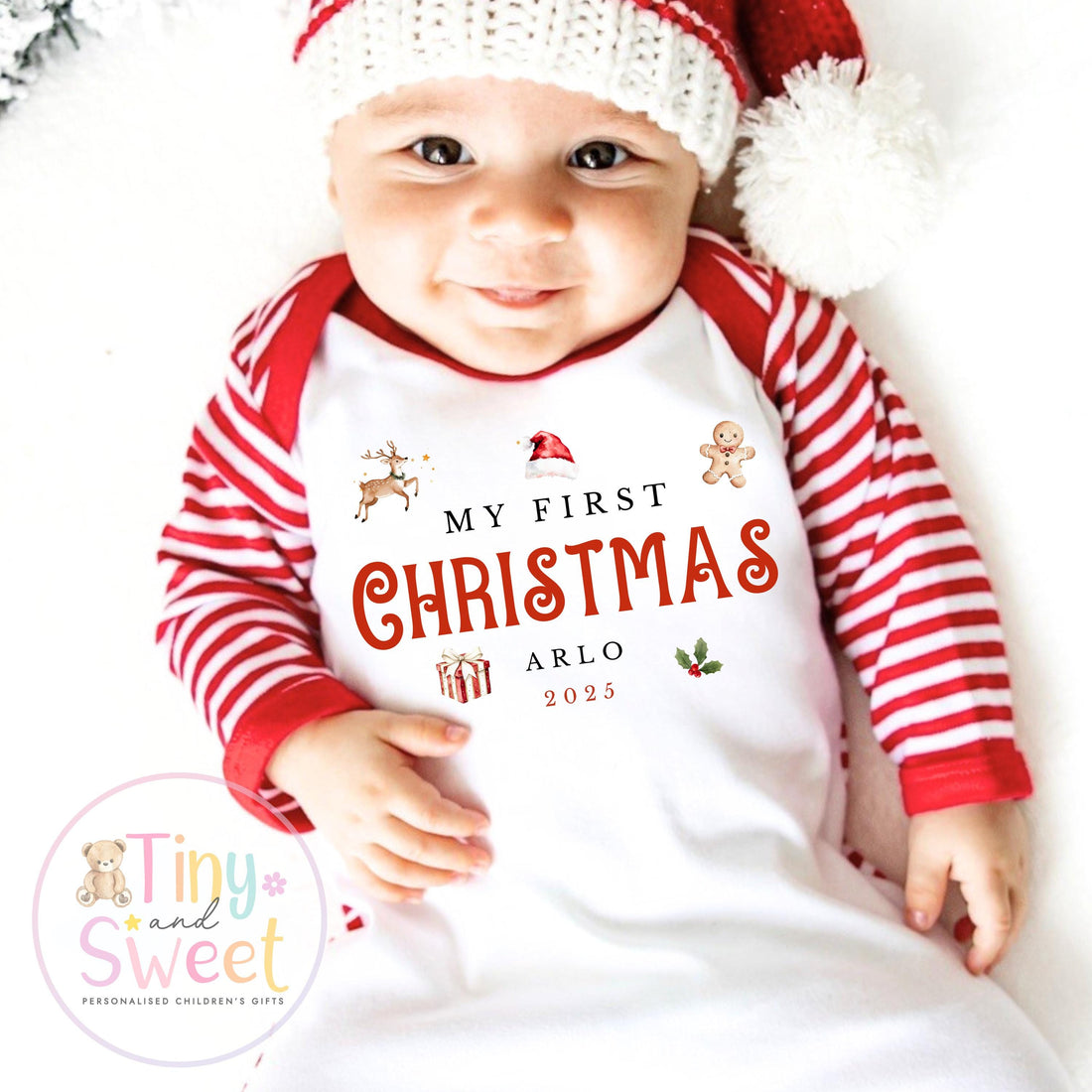 Personalised Babies Classic First Christmas Ballerina Sleepsuit, Babies 1st Xmas Gift Idea, Pyjamas, 1st Xmas Babygrow, Christmas Outfit
