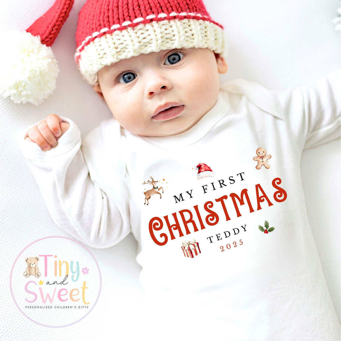 Personalised Babies Classic First Christmas Ballerina Sleepsuit, Babies 1st Xmas Gift Idea, Pyjamas, 1st Xmas Babygrow, Christmas Outfit