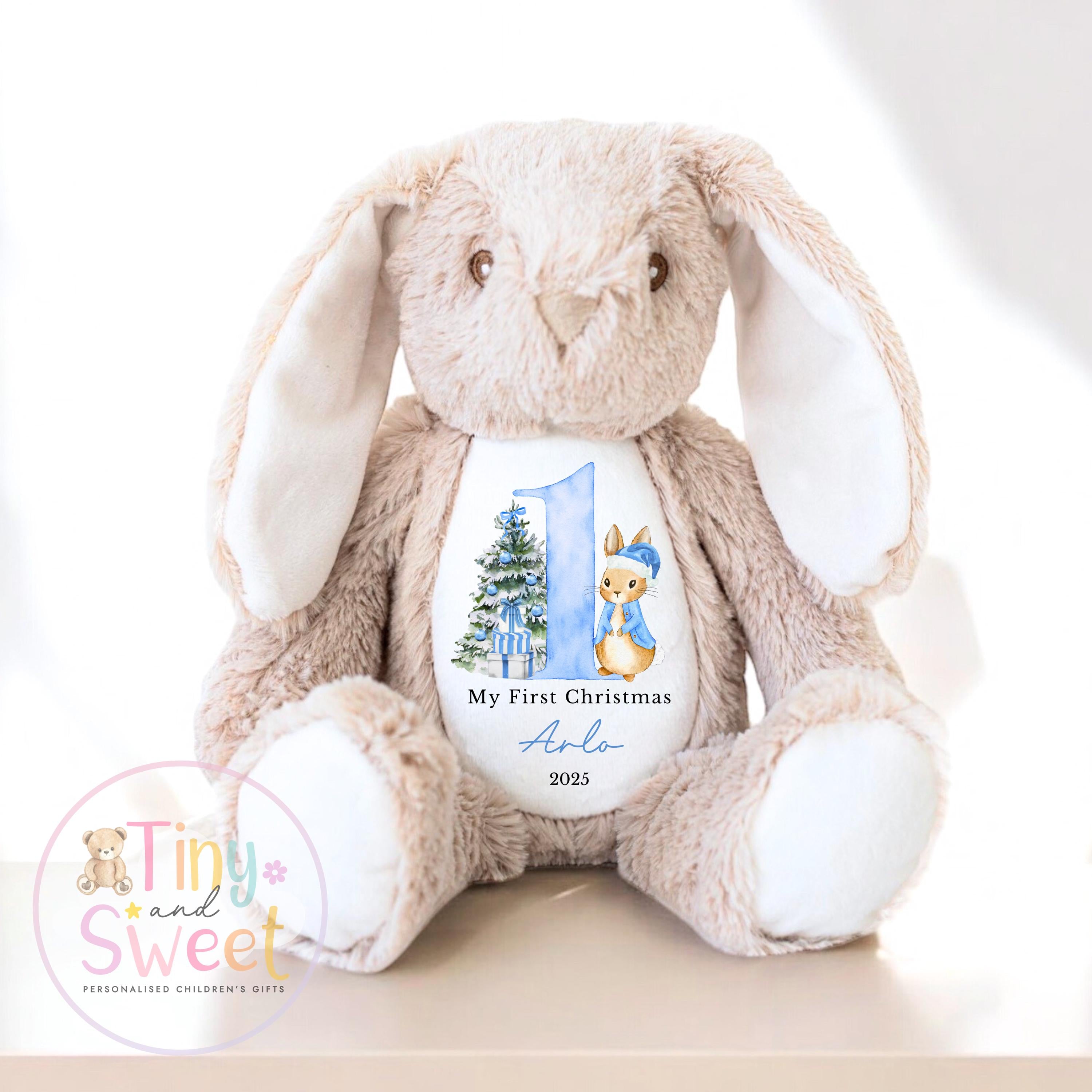 My First Christmas Bunny, Personalised Christmas Soft Toy, Baby’s First Christmas Soft Toy Gift, My First Christmas Keepsake Gift