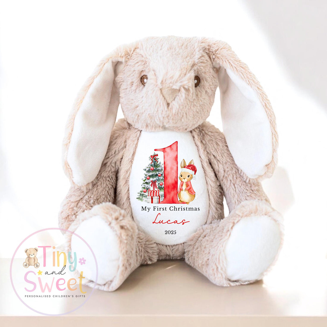 My First Christmas Bunny, Personalised Christmas Soft Toy, Baby’s First Christmas Soft Toy Gift, My First Christmas Keepsake Gift