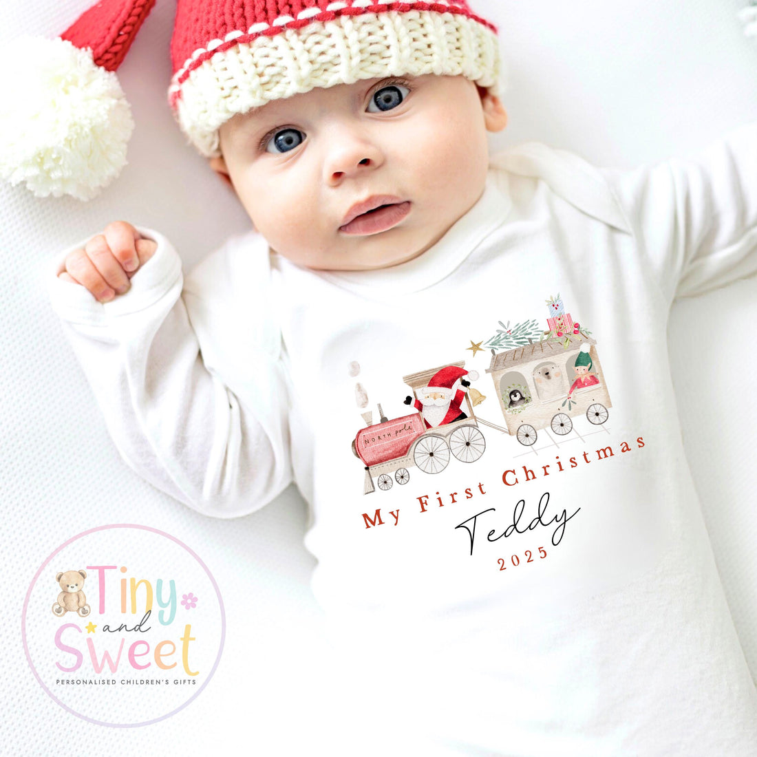 First Christmas Baby Grow , My First Christmas, Custom Name Sleepsuit, Baby’s First Christmas, Personalised Christmas Baby Outfit