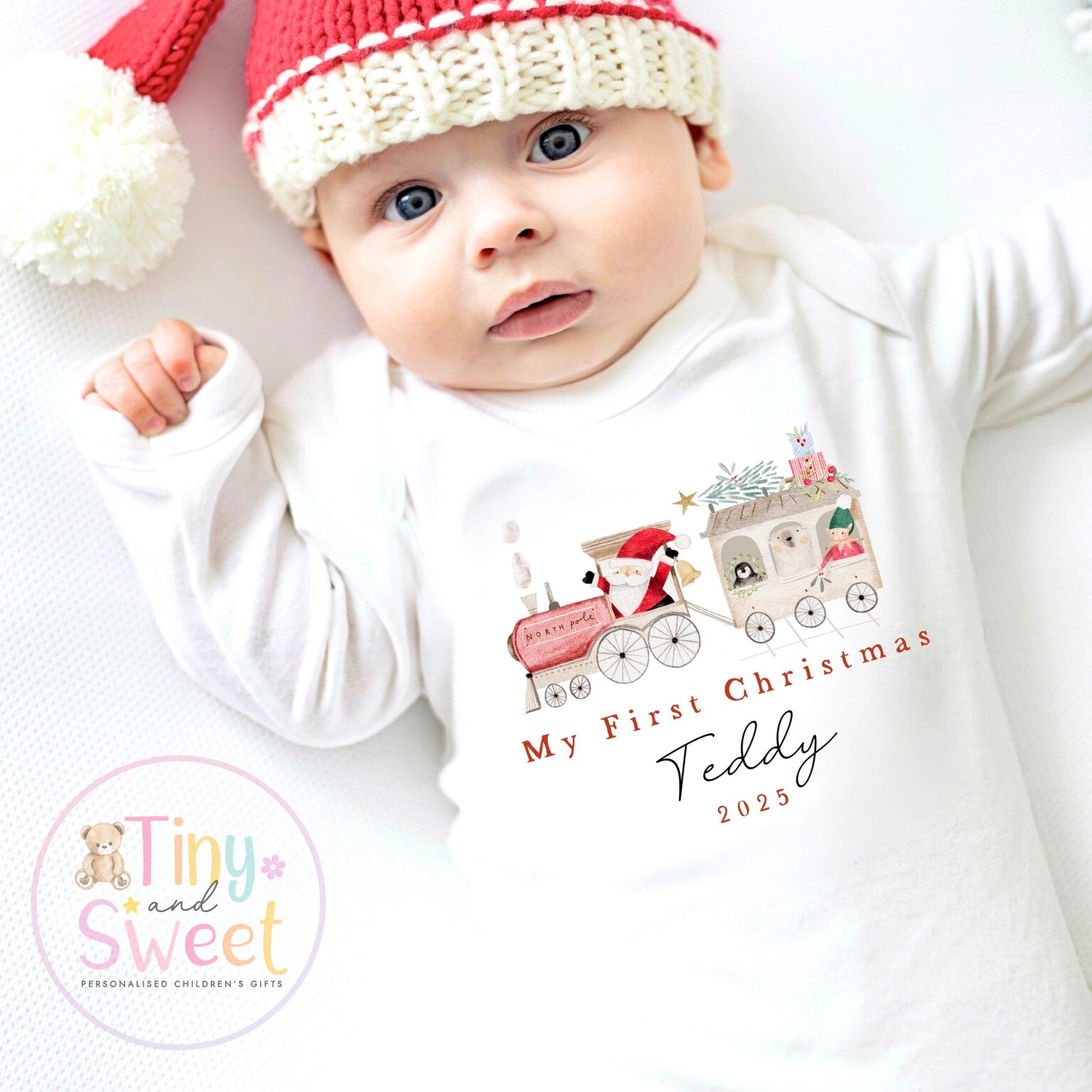 First Christmas Baby Grow , My First Christmas, Custom Name Sleepsuit, Baby’s First Christmas, Personalised Christmas Baby Outfit