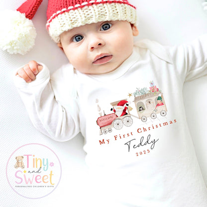 First Christmas Baby Grow , My First Christmas, Custom Name Sleepsuit, Baby’s First Christmas, Personalised Christmas Baby Outfit