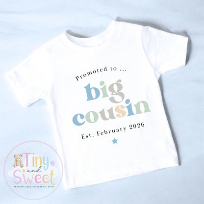 Promoted to Big Cousin T-Shirt – Boys Announcement Top – New Baby Reveal Gift, Big Cousin Shirt for Boys – Pregnancy Announcement Tee