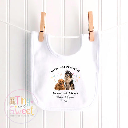 Personalised Protected By, Dog Lover Baby Outfit, Protected by My Fur Sibling Vest/Sleepsuit, Dog Mum to Human Mum, Personalised Gift