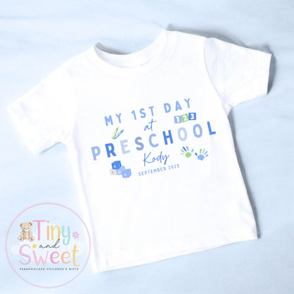 Personalised First Day at Nursery T-Shirt – Custom Toddler Preschool Top, Personalised First Day of Preschool T-Shirt, First Day T-Shirt