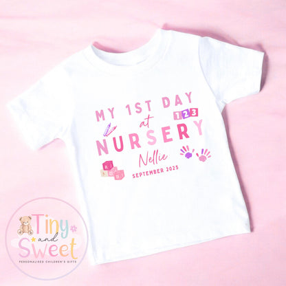 Personalised First Day at Nursery T-Shirt – Custom Toddler Preschool Top, Personalised First Day of Preschool T-Shirt, First Day T-Shirt