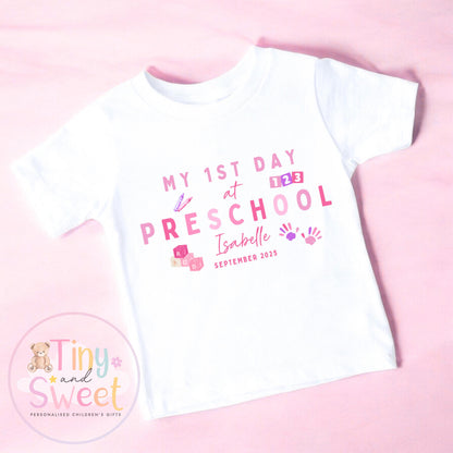 Personalised First Day at Nursery T-Shirt – Custom Toddler Preschool Top, Personalised First Day of Preschool T-Shirt, First Day T-Shirt