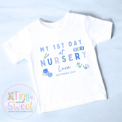 Personalised First Day at Nursery T-Shirt – Custom Toddler Preschool Top, Personalised First Day of Preschool T-Shirt, First Day T-Shirt