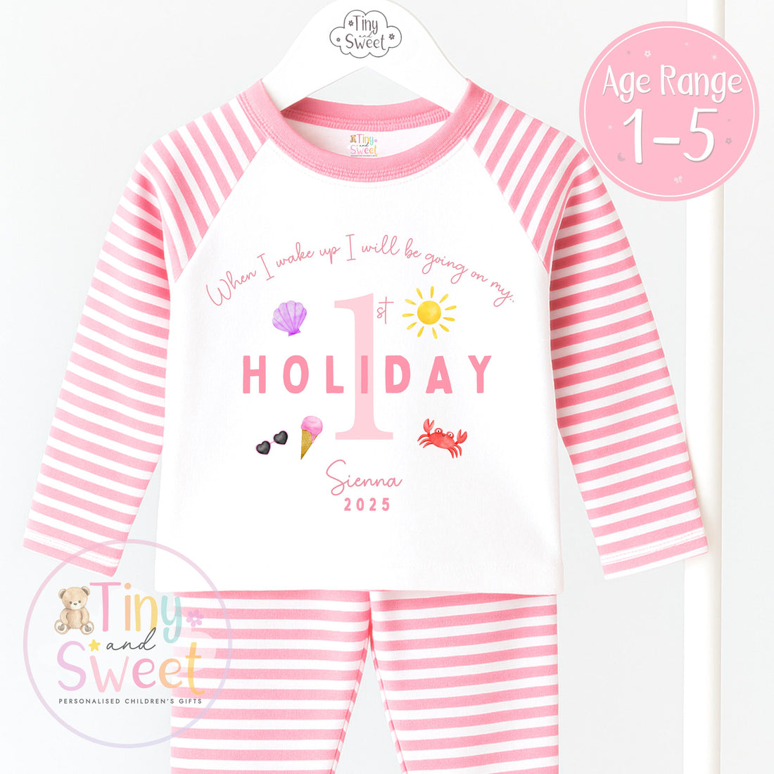 My First Holiday Pyjamas, When I Wake Up I’ll Be Going on My 1st Holiday, Personalised Baby &amp; Toddler Pyjamas, Travel Pyjamas, Pajamas