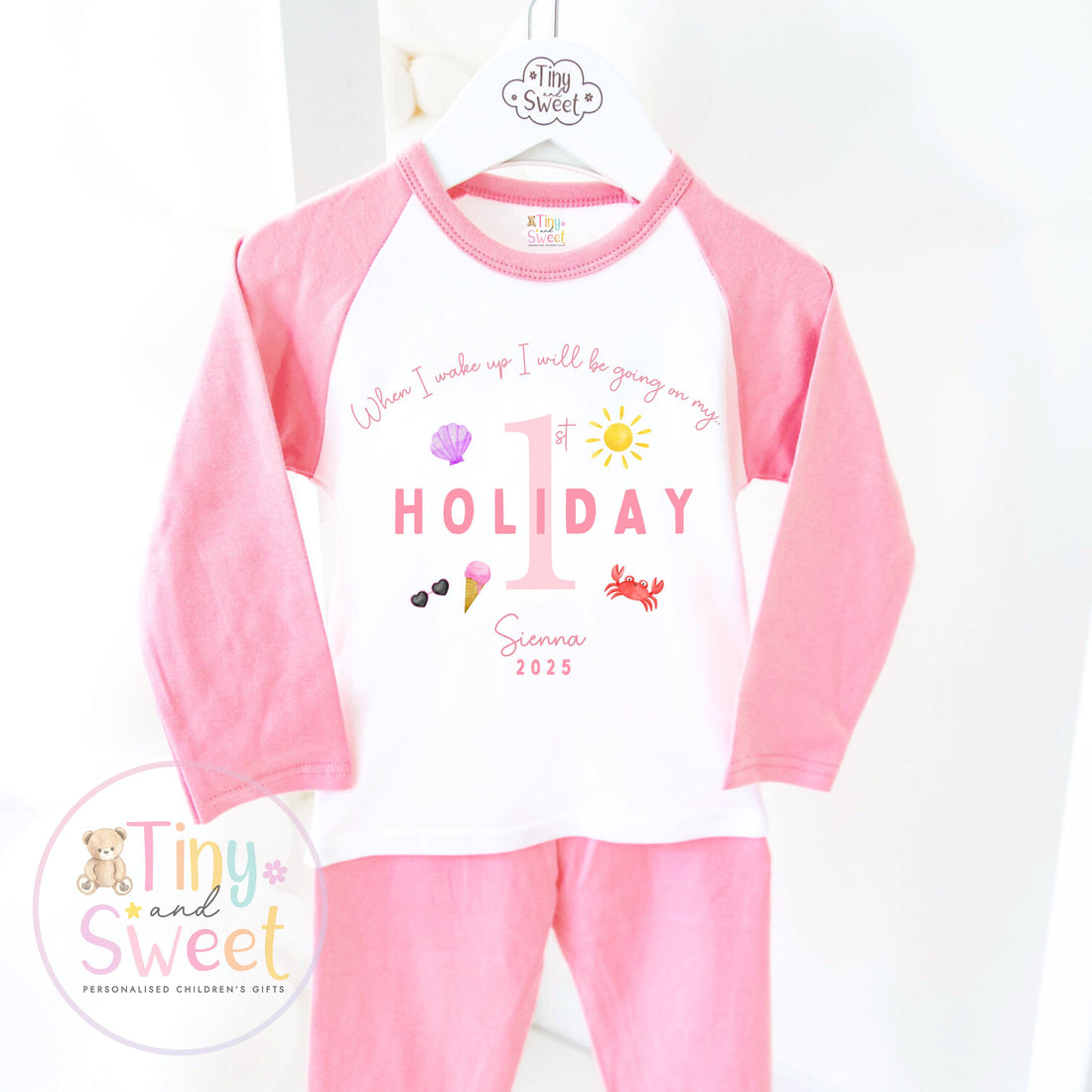 My First Holiday Pyjamas, When I Wake Up I’ll Be Going on My 1st Holiday, Personalised Baby &amp; Toddler Pyjamas, Travel Pyjamas, Pajamas