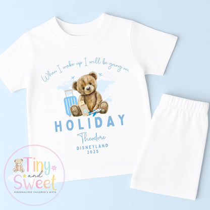 My First Holiday Pyjamas, When I Wake Up I’ll Be Going on My 1st Holiday, Personalised Baby &amp; Toddler Pyjamas, Travel Pyjamas,Holiday Outfit