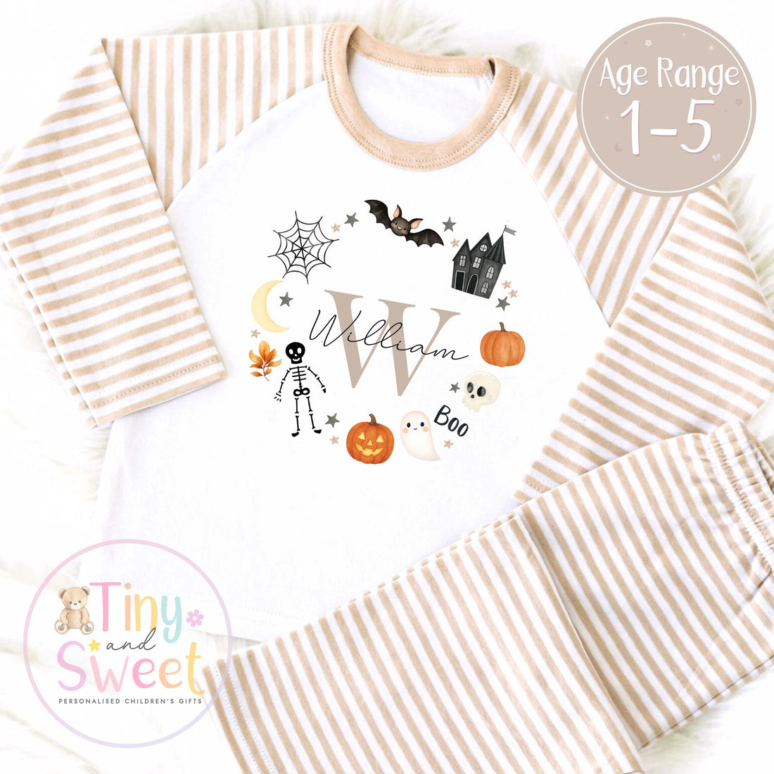 Personalised Halloween Pyjamas – Baby &amp; Toddler Spooky Sleepwear, Spooky Halloween Pyjamas, Halloween Eve Pyjamas, Trick or Treat Sleepwear