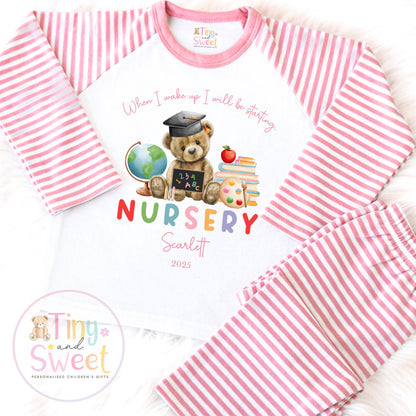 Personalised Starting Nursery Pyjamas, When I Wake Up i&