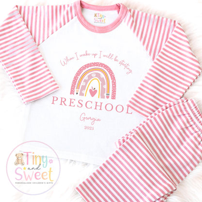 Personalised Starting Nursery Pyjamas, When I Wake Up i&