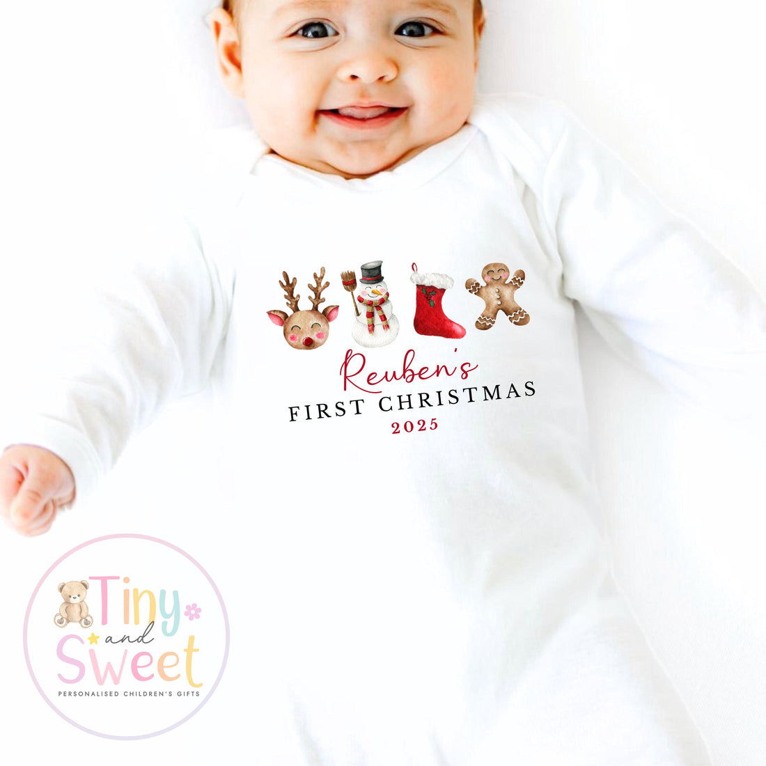 First Christmas Baby Grow , My First Christmas, Custom Name Sleepsuit, Baby’s First Christmas, Personalised Christmas Baby Outfit