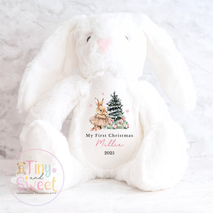 Personalised First Christmas Bunny Teddy Bear: Plush Christmas Keepsake