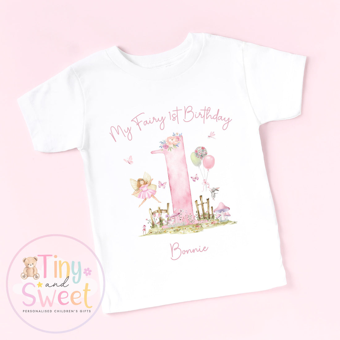 My Fairy 1st Birthday T-Shirt, Personalised Fairy First Birthday T-Shirt, 1st Birthday Pink Fairies T-Shirt, Fairy Theme Birthday