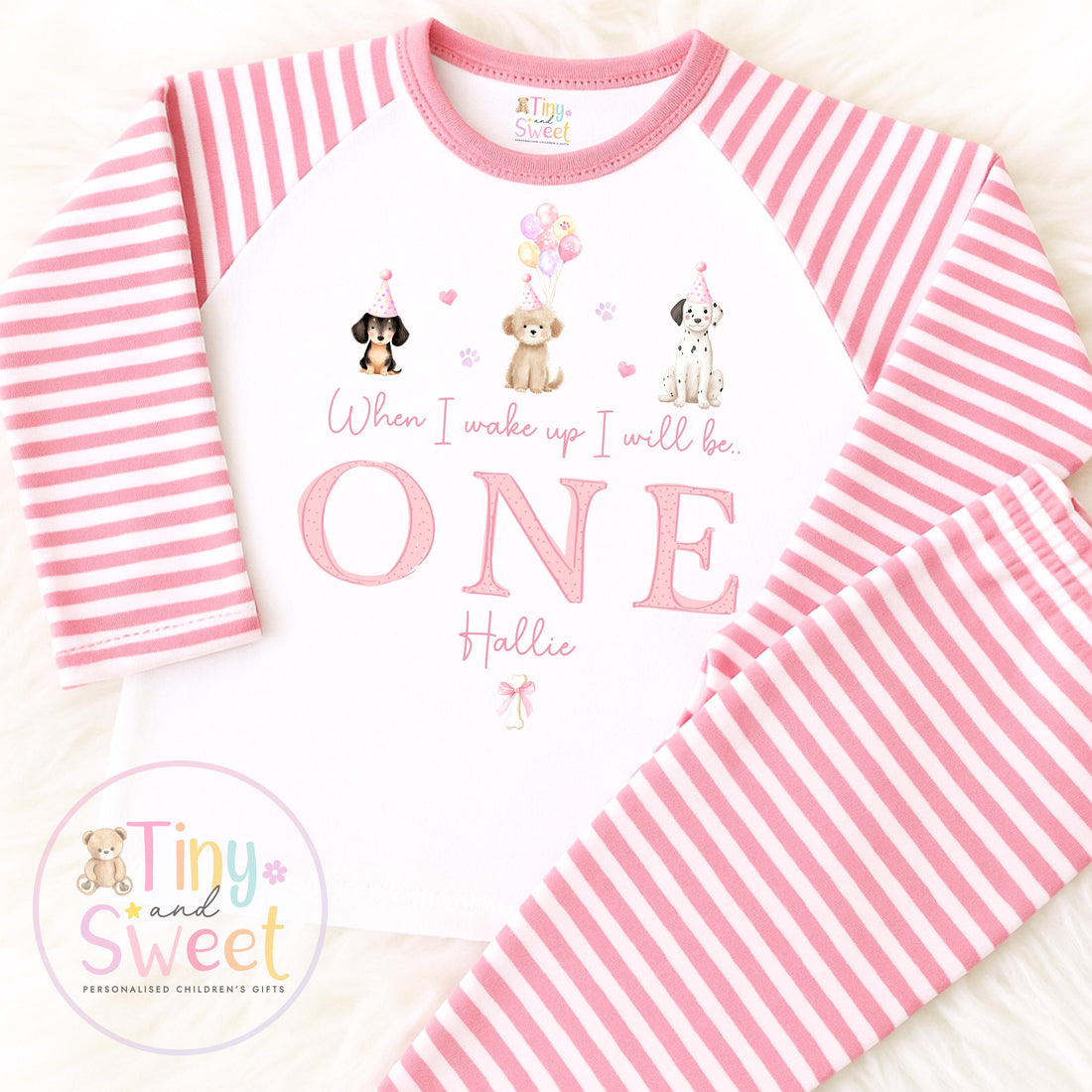 Puppy Dog Birthday Pyjamas, When I Wake Up I’ll Be, Puppy PJs – When I Wake Up I’ll Be 1, 2, 3, Personalised Puppy Birthday Pyjamas