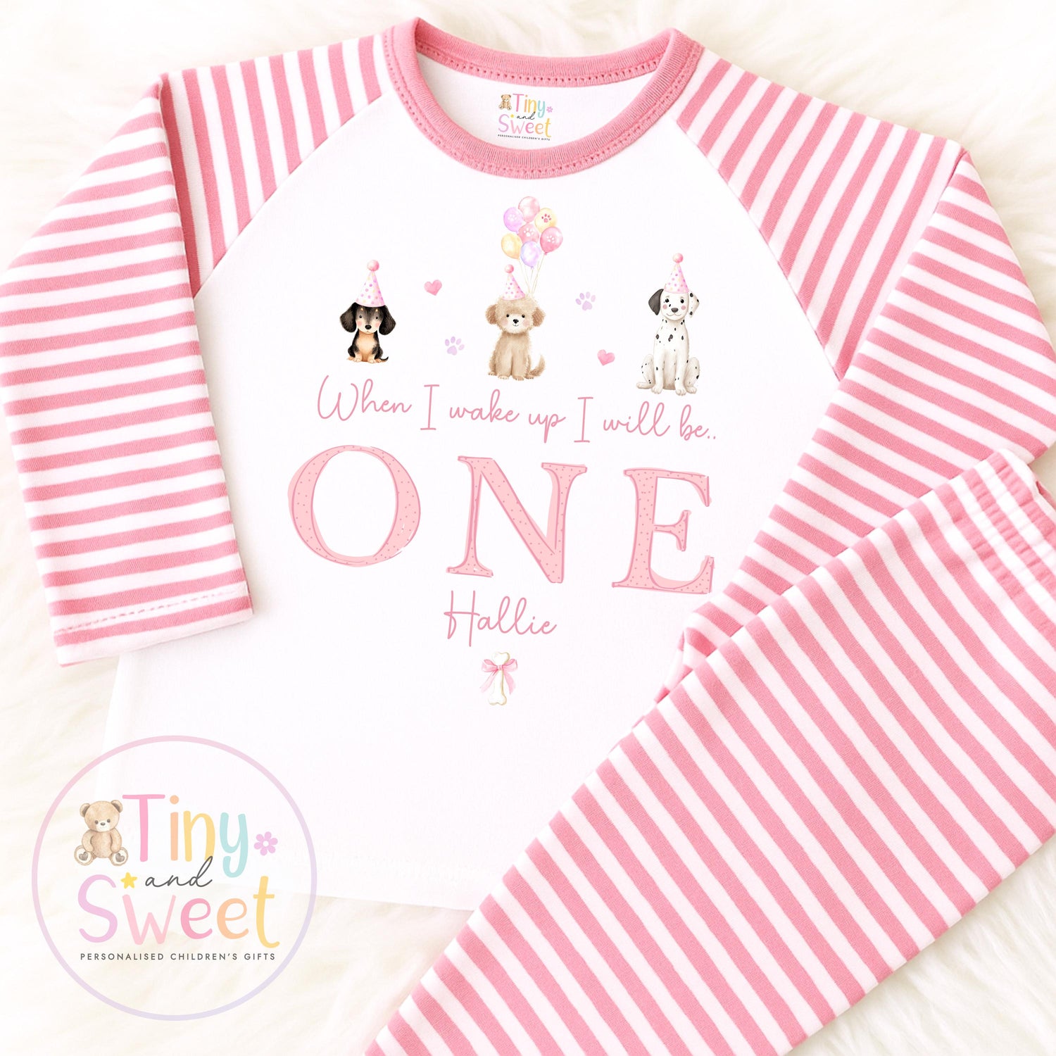 Puppy Dog Birthday Pyjamas, When I Wake Up I’ll Be, Puppy PJs – When I Wake Up I’ll Be 1, 2, 3, Personalised Puppy Birthday Pyjamas