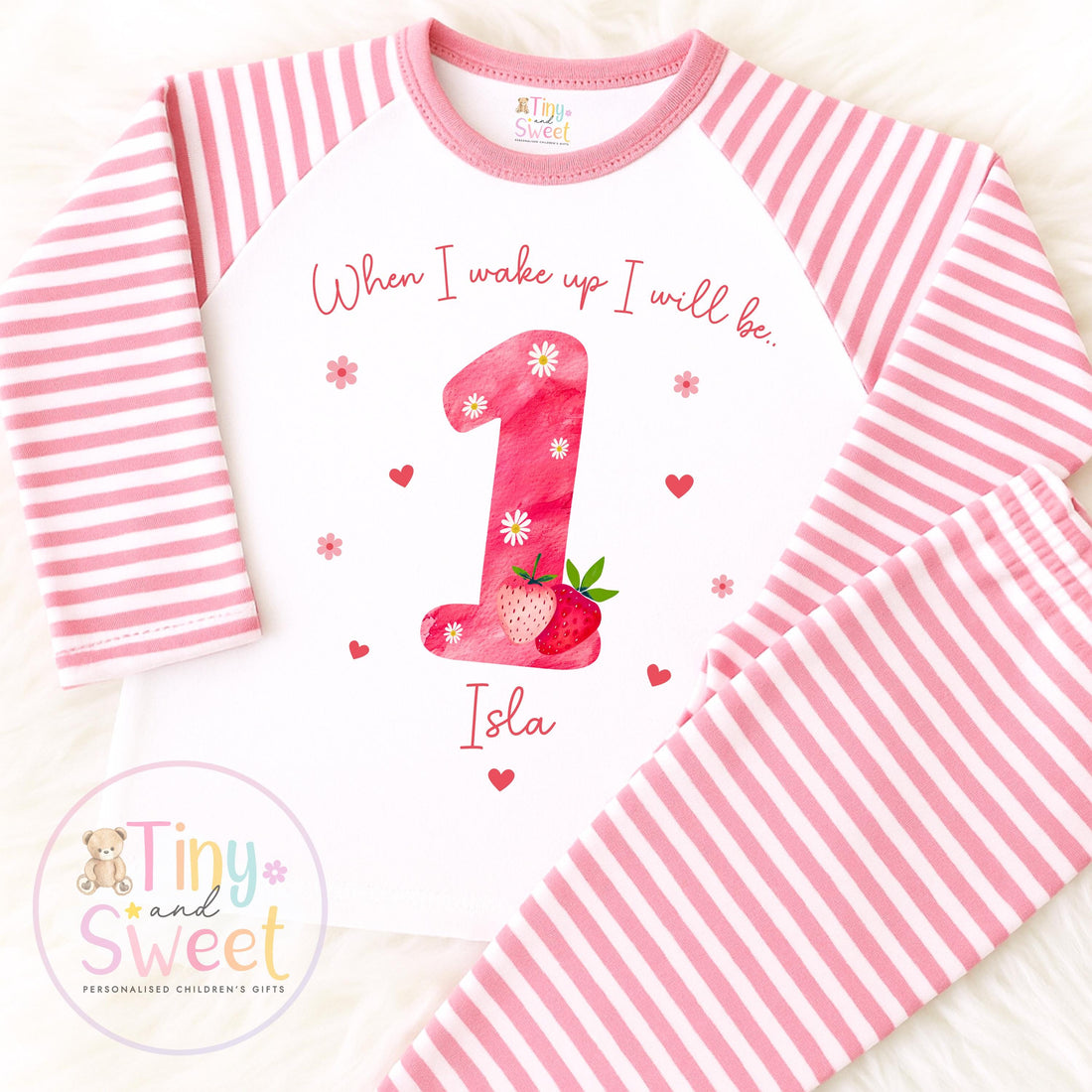 Personalised Birthday Pyjamas - Pink &amp; Strawberries