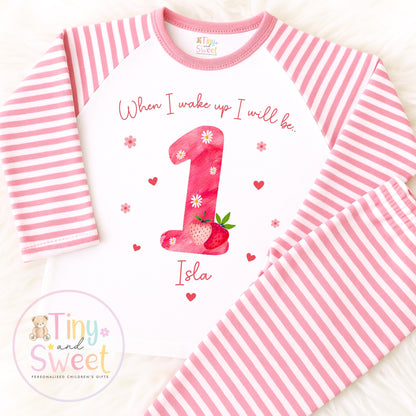 Personalised Birthday Pyjamas - Pink &amp; Strawberries