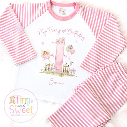 Personalised Fairy First Birthday Pyjamas, Fairy Birthday Pyjamas, Magical Fairy 1st Birthday PJs, Whimsical Fairy Birthday Pyjamas