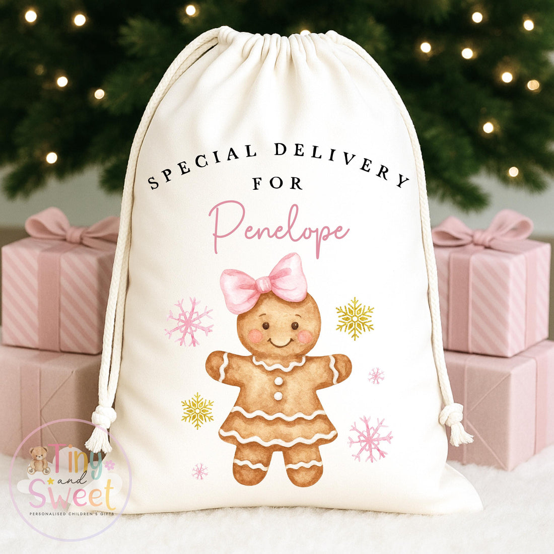 Little Lady Gingerbread Personalised Christmas Sack