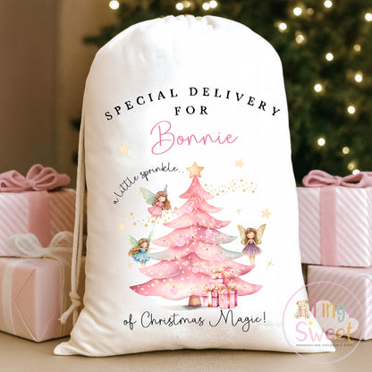 Personalised Santa sack, Fairy Christmas Sack, Personalised Christmas, 1st Christmas, Christmas Eve bag, Baby Girl Christmas Sack