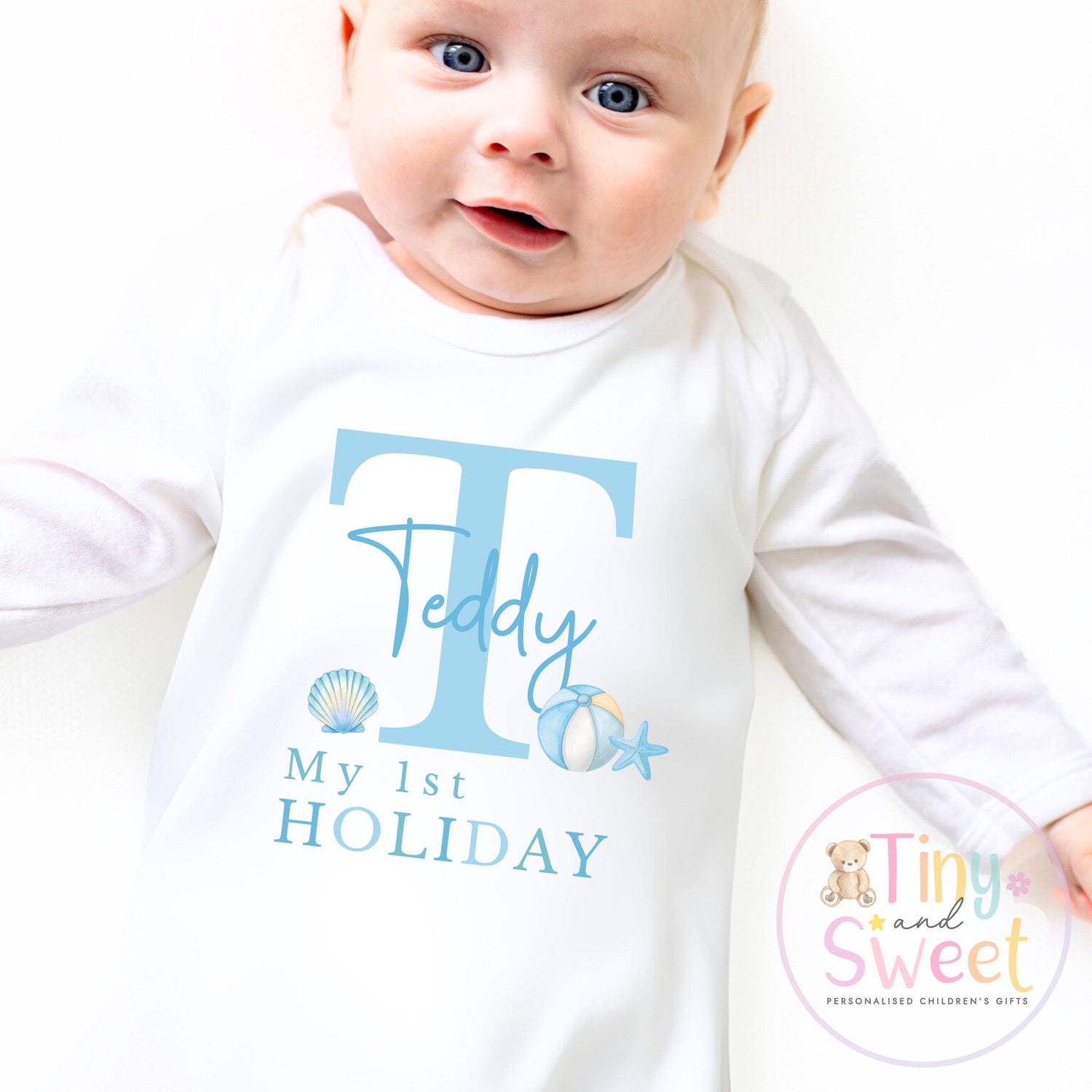 My First Holiday T-Shirt, Personalised Baby Travel Outfit, Baby’s First Holiday Shirt, Cute Summer Travel Outfit, My First Holiday Design