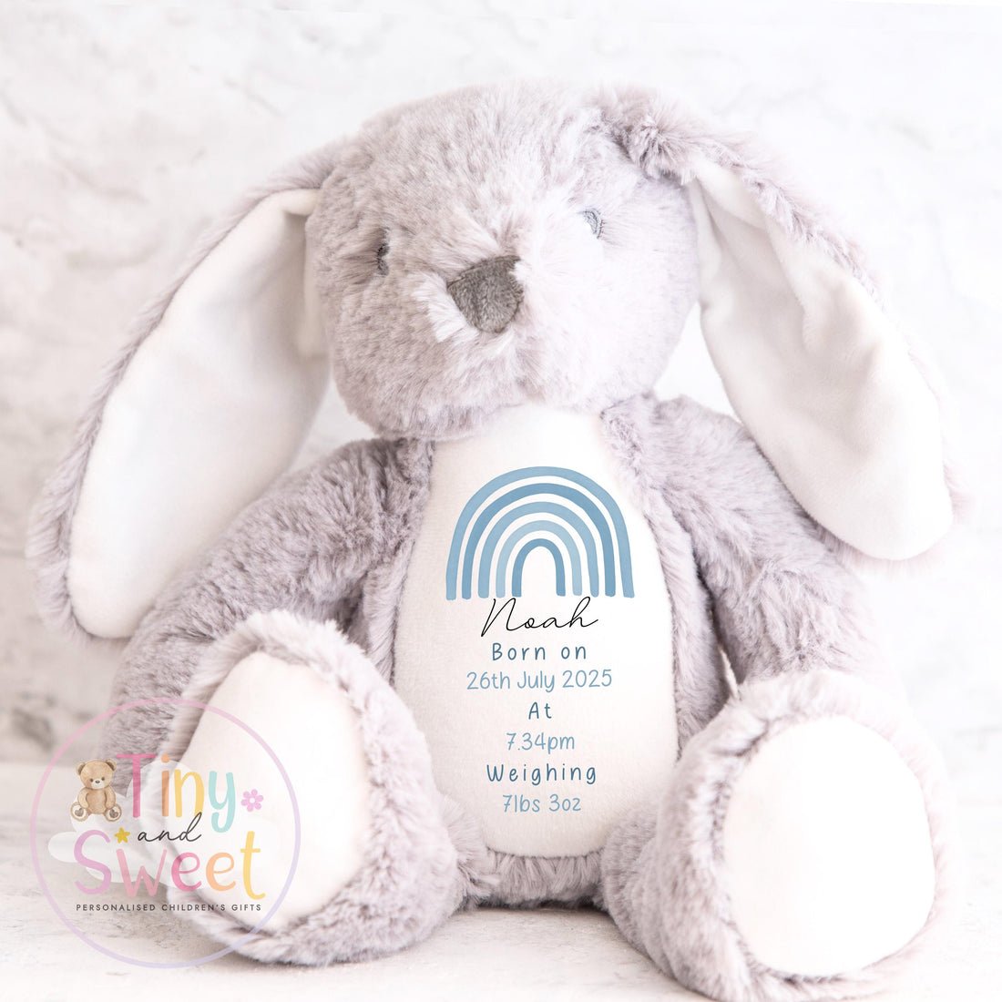 Personalised Birth Stat Bunny, Newborn Baby Gift, Custom Soft Toy for Newborn, Birth Stats Soft Toy Keepsake, Personalised New Baby Gift