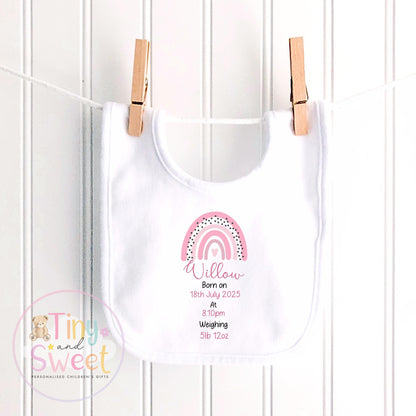 Personalised Birth Stat Bunny, Rainbow New Baby Gift, Newborn Baby Gift, Personalised Rainbow Bunny with Birth Details