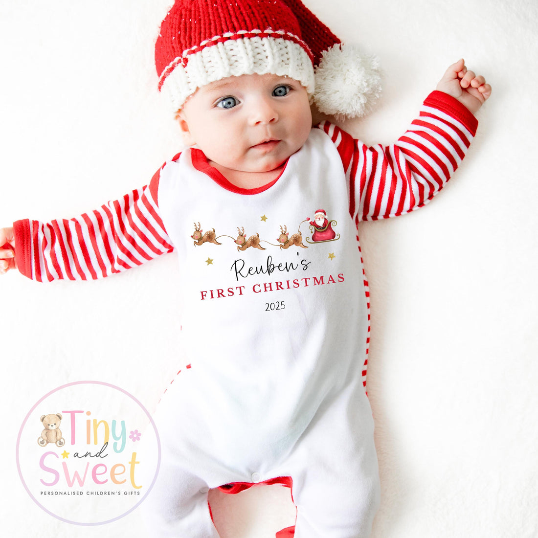 My First Christmas Sleepsuit, Personalised My First Christmas Babygrow, Baby’s 1st Christmas Outfit, Newborn Christmas Outfit, First Xmas