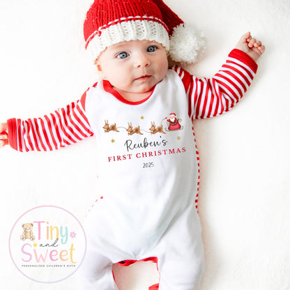 My First Christmas Bundle Sleepsuit And Toy, Personalised My First Christmas Babygrow, Baby’s 1st Christmas Outfit, Newborn Christmas Outfit