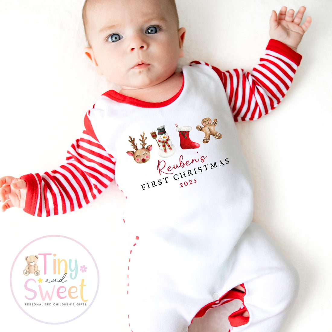 First Christmas Baby Grow , My First Christmas, Custom Name Sleepsuit, Baby’s First Christmas, Personalised Christmas Baby Outfit