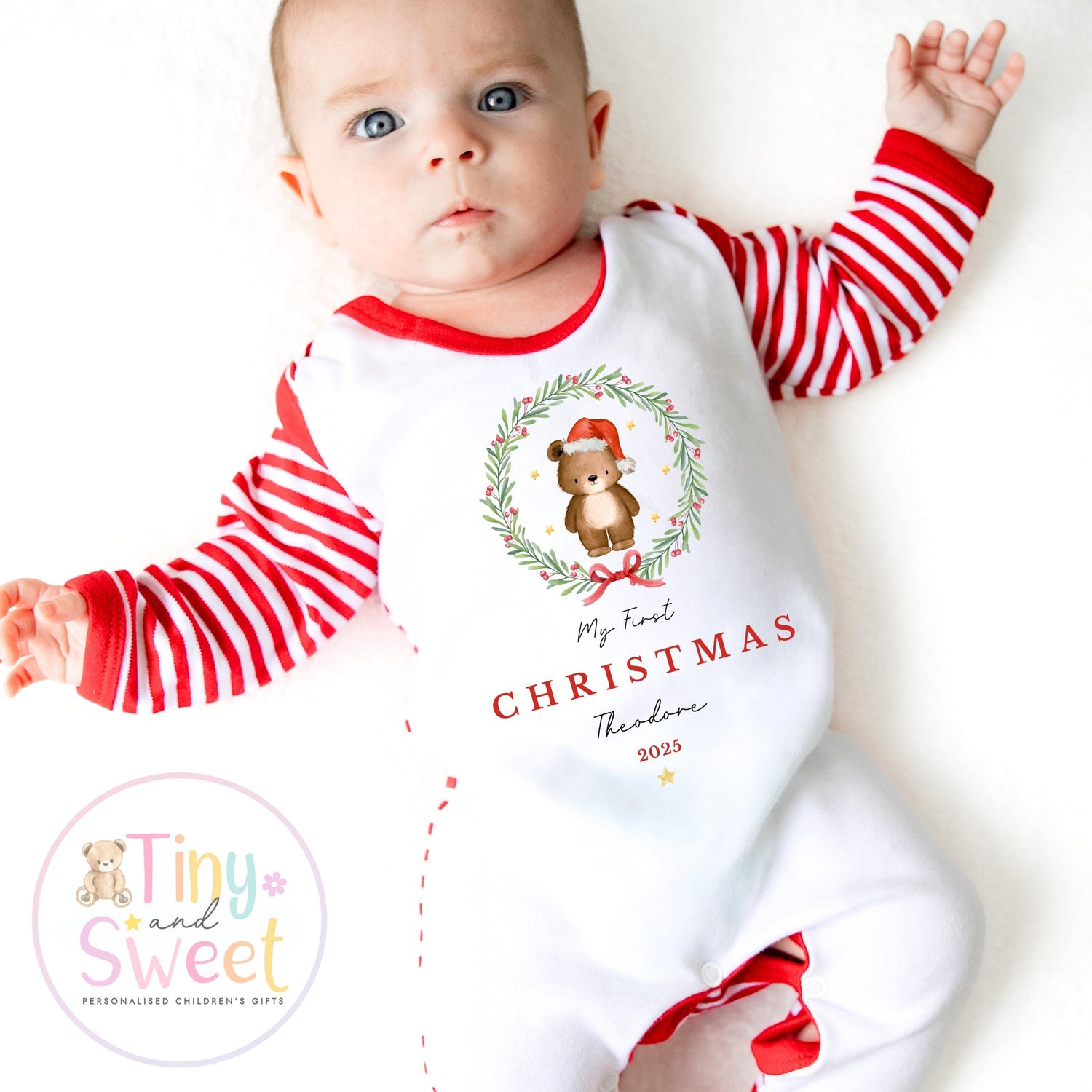 My First Christmas Sleepsuit, Personalised My First Christmas Babygrow, Baby’s 1st Christmas Outfit, Newborn Christmas Outfit, First Xmas