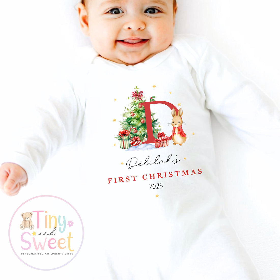 Personalised Babies First Christmas Sleepsuit, Babies 1st Xmas Gift Idea, Pyjamas, 1st Xmas Babygrow, Christmas Outfit for baby, Santa