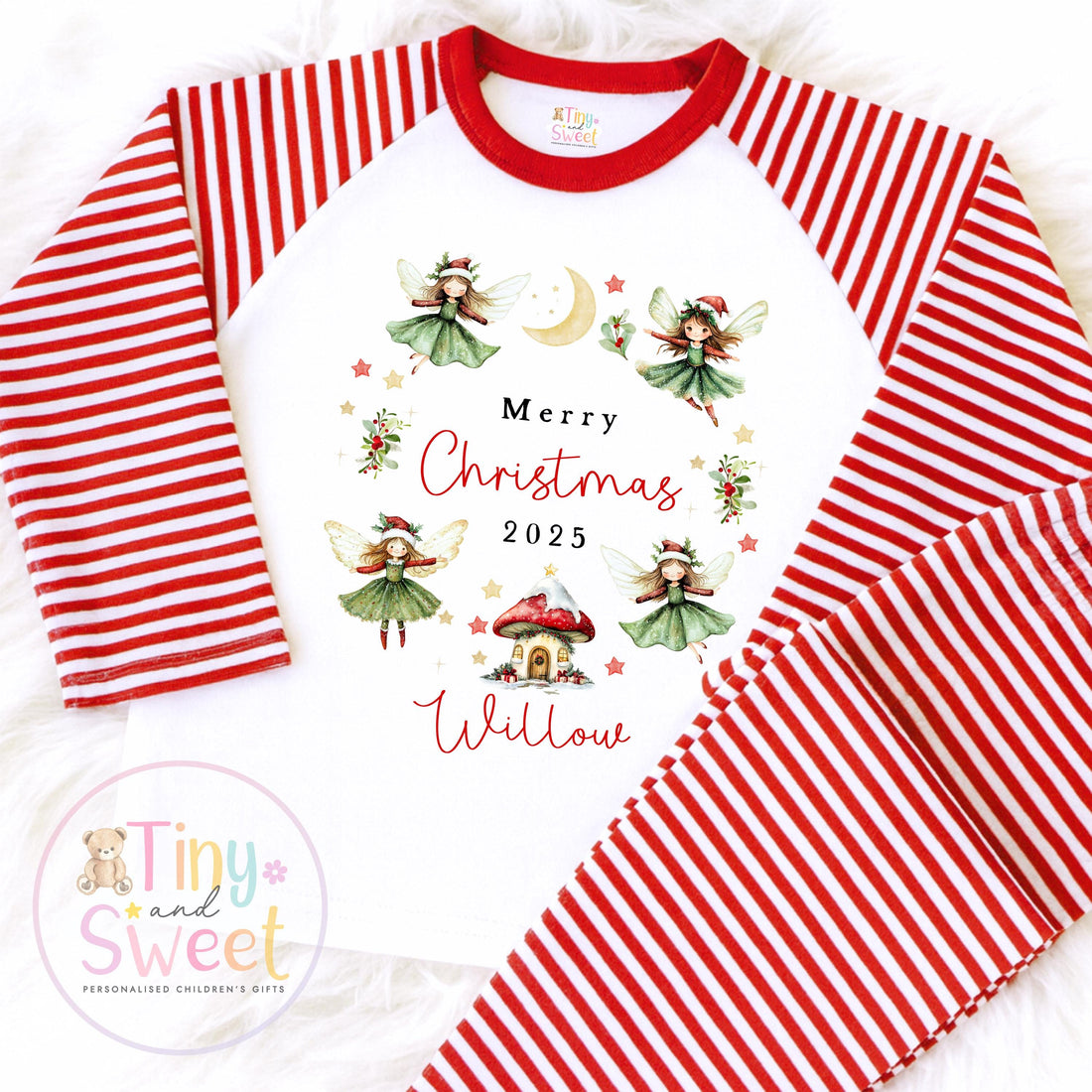 Personalised Fairy Christmas Pyjamas, Christmas Eve Pyjamas, Christmas Nightwear, Childrens Christmas pjs, Xmas pjs, Kids Christmas Pjs