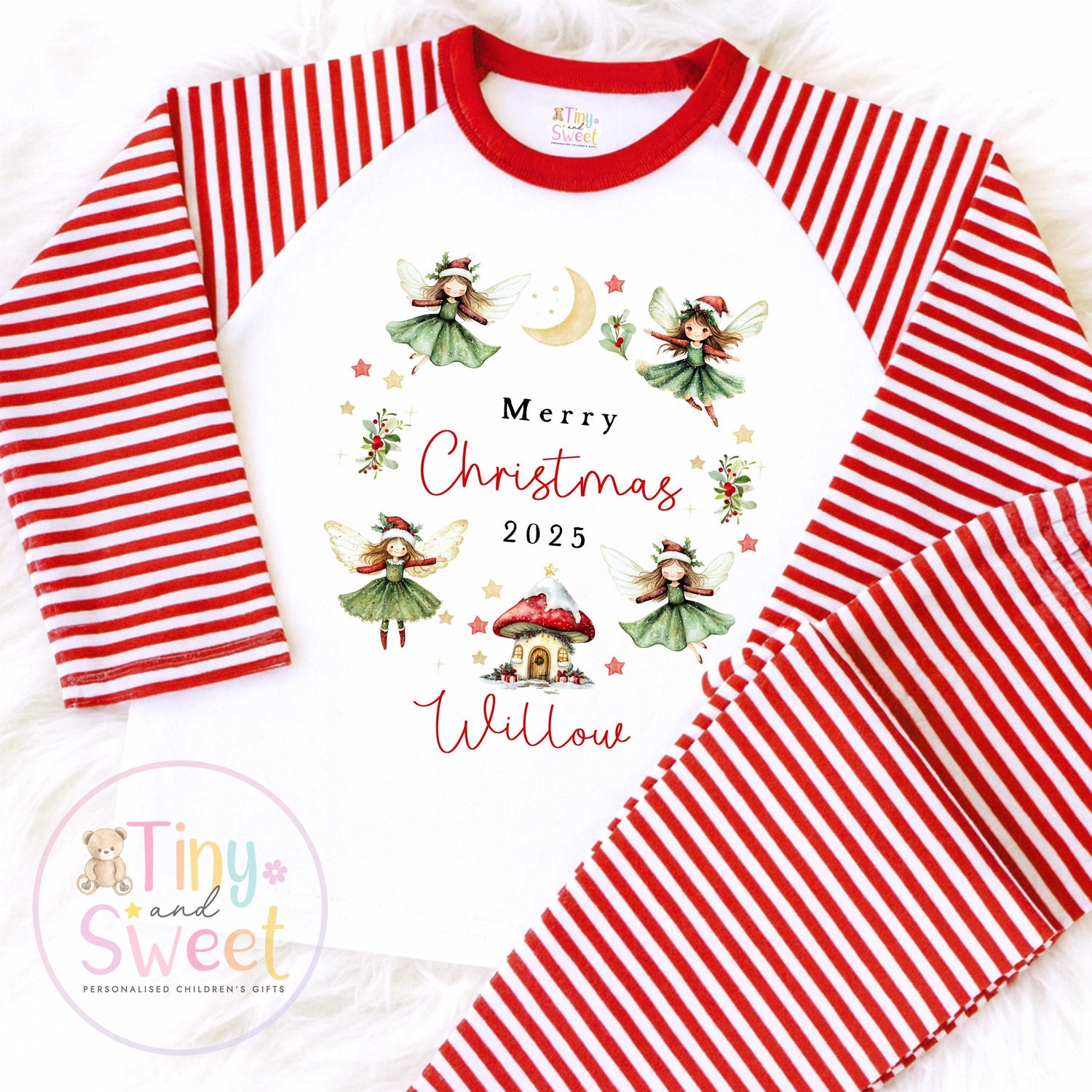 Personalised Fairy Christmas Pyjamas, Christmas Eve Pyjamas, Christmas Nightwear, Childrens Christmas pjs, Xmas pjs, Kids Christmas Pjs