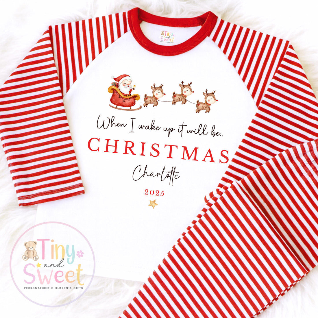 When I wake up it will be Christmas Pyjamas, Christmas Eve Pyjamas, Christmas Nightwear, Childrens Christmas pjs,Xmas pjs,Kids Christmas Pjs
