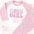Flower Girl Retro Personalised Pyjamas, Flower Girl Gift, White and pink Flower girl pjs, Personalised flower girl pjs, Kids