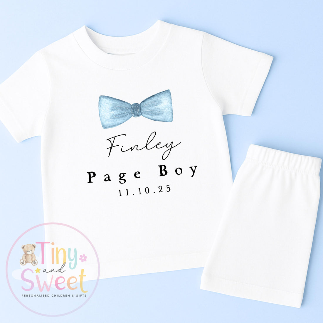 Page Boy Personalised Initial Pyjamas, Page Boy Gift, Blue and white Page boy pjs, Personalised page boy pjs, Kids