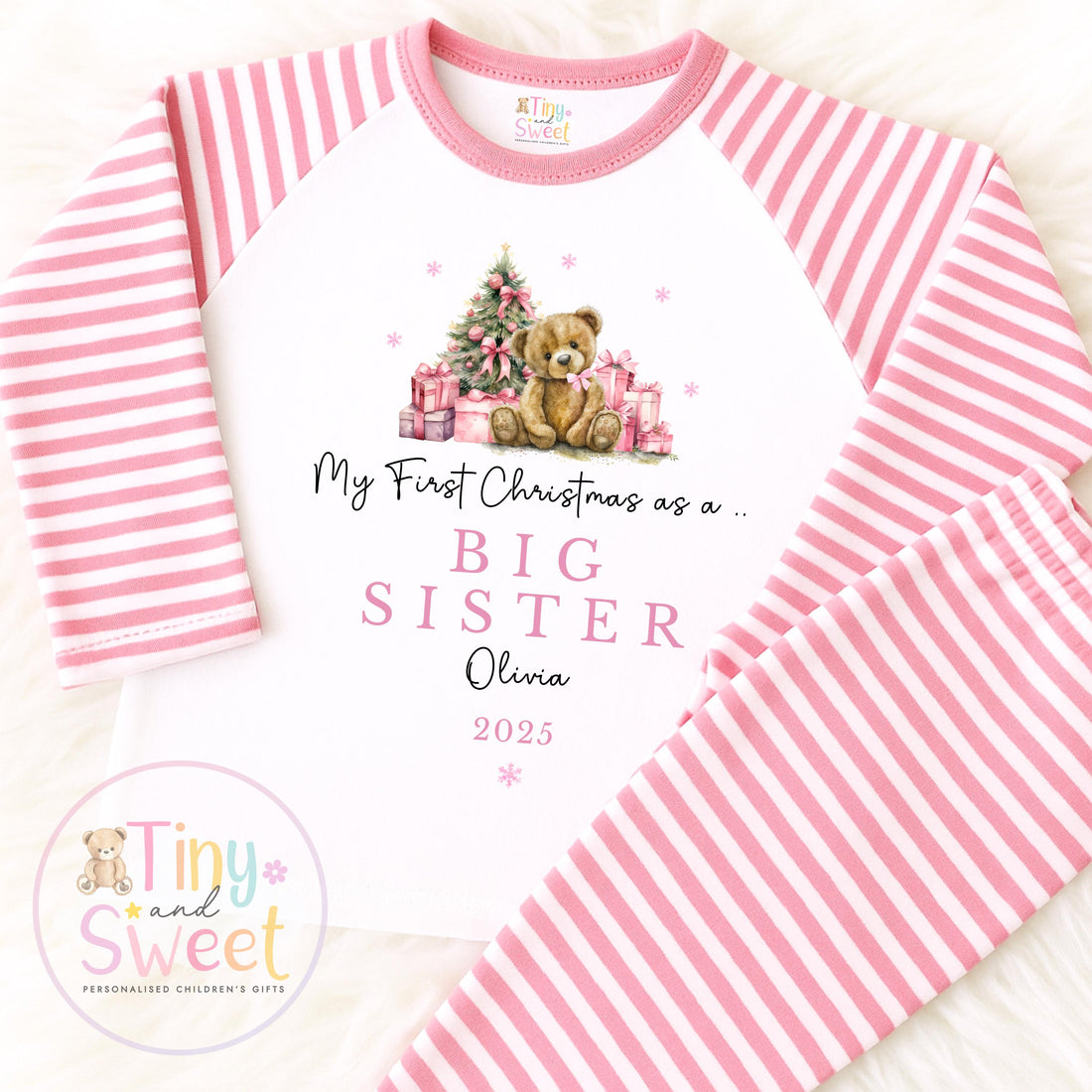 First Christmas as Big Sister Pyjamas, Christmas Eve Pyjamas, Christmas Nightwear, Childrens Christmas pjs, Xmas pjs, Kids Christmas Pjs