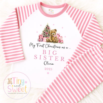 First Christmas as Big Sister Pyjamas, Christmas Eve Pyjamas, Christmas Nightwear, Childrens Christmas pjs, Xmas pjs, Kids Christmas Pjs