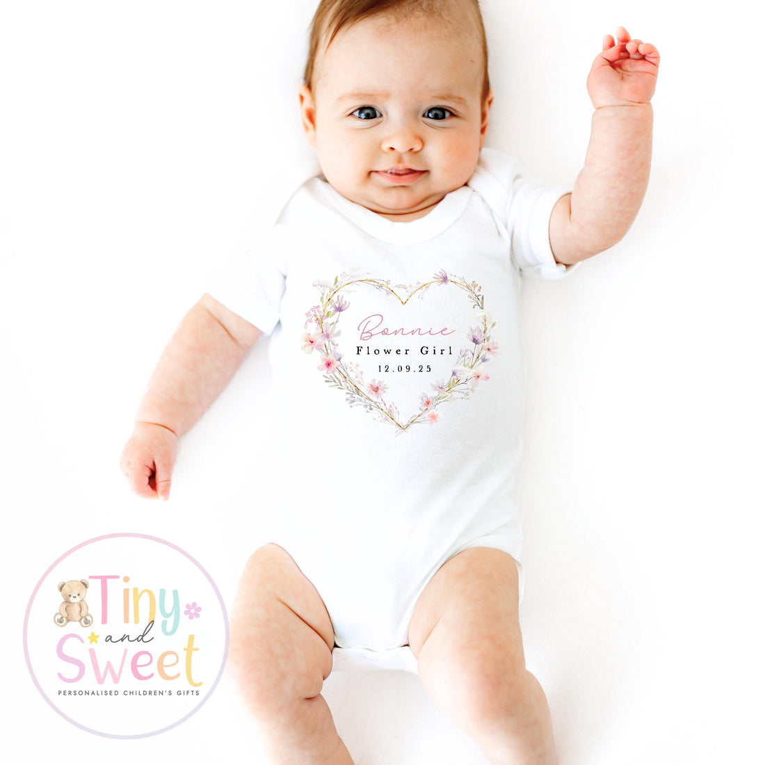 Flower Girl Sleepsuit, Baby Flower Girl Babygrow, Flower Girl Pyjamas, Will you be my flower girl, Flower Girl Gift, Floral Sleepsuit
